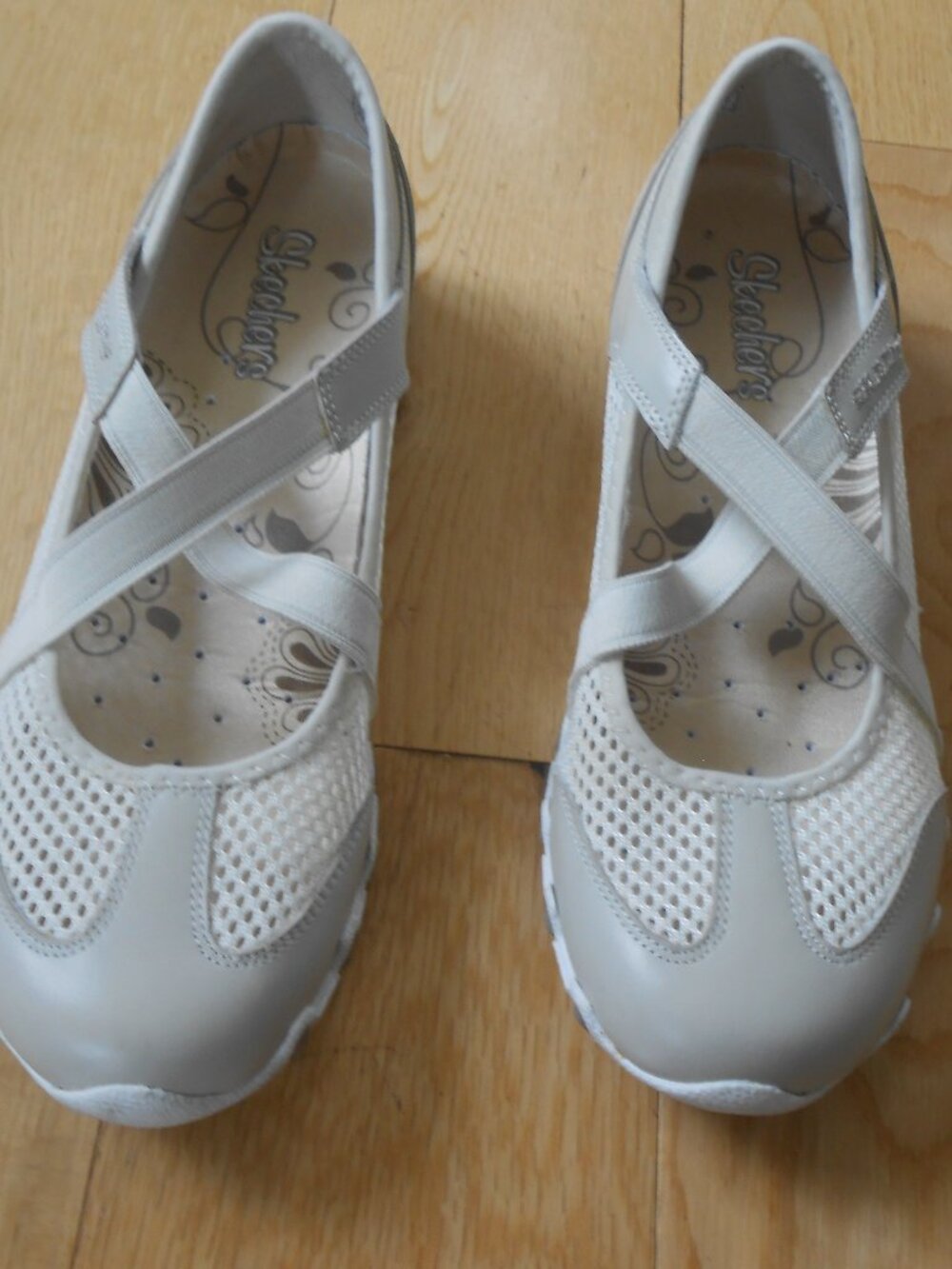 SKECHERS MARY JANES-SHOES-NATURAL-LEATHER AND TEXTILE-VERY GOOD!